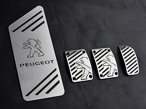 Pedales e Reposapiés De Acero para 2019+ Peugeot 2008 II & 208 II – 4 Piezas Placas Kit Inox Metal Pedal De Embrague Freno Acelerador Cepillado Interior Personalizados Accesorios