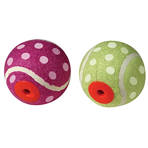 Petstages - Pack de dos pelotas de tenis con diseño de lunares para perros (Talla Única) (Multicolor)