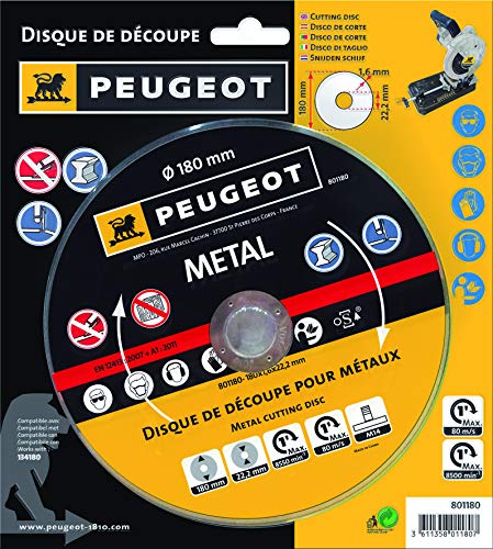 Peugeot - Rueda de corte (180 mm, para la motosierra de metal de ENERGYCut 180MC de 180-185 mm y 1280 W)