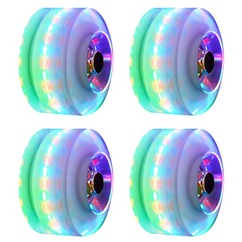 POHOVE 4 ruedas de patín luminosas con luz luminosa para monopatín con ruedas de repuesto para patinaje de doble fila y monopatín, dureza 82A