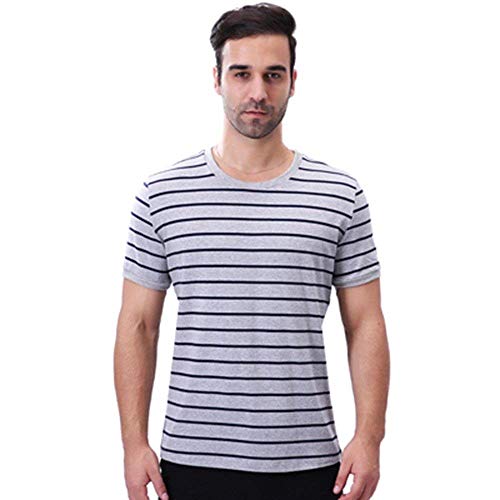 Polos De Los Hombres De Manga De Corta Slim Fit Verano Casual Camiseta De Manga Corta Delgada Tops Blusa Tops Básicos con El Collar De La Pestaña (Color : Grey, Size : M)