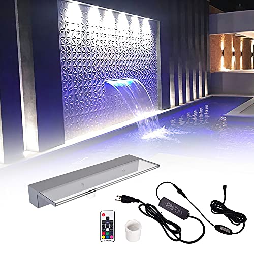 Pondo Cascada de agua acrílica de 60 cm con 7 colores de iluminación LED y mando a distancia para estanque de jardín, piscina, cascada iluminada, con luz LED Pondo Cascada de agua acrílica de 60 cm con 7 colores de iluminación LED y mando a distancia para estanque de jardín, piscina, cascada iluminada, con luz LED