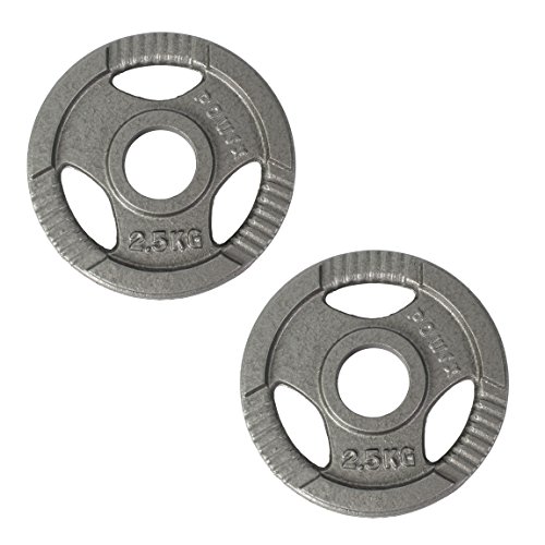 POWRX Discos olímpicos 5 kg Set (2 x 2,5 kg) - Pesas Ideales para Mancuernas y Barras olímpicas con diámetro 50 mm (Plata) POWRX Discos olímpicos 5 kg Set (2 x 2,5 kg) - Pesas Ideales para Mancuernas y Barras olímpicas con diámetro 50 mm (Plata)