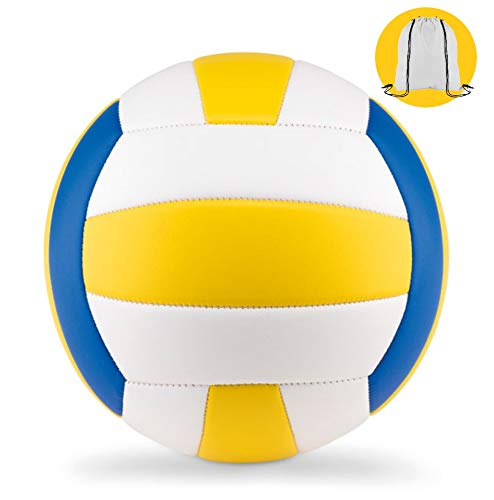 Publiclick Balón de Voleibol Blanco, Amarillo y Azul tamaño 5, con Bolsa de Asas Transporte, Incluye Aguja para hinchado. Publiclick Balón de Voleibol Blanco, Amarillo y Azul tamaño 5, con Bolsa de Asas Transporte, Incluye Aguja para hinchado.