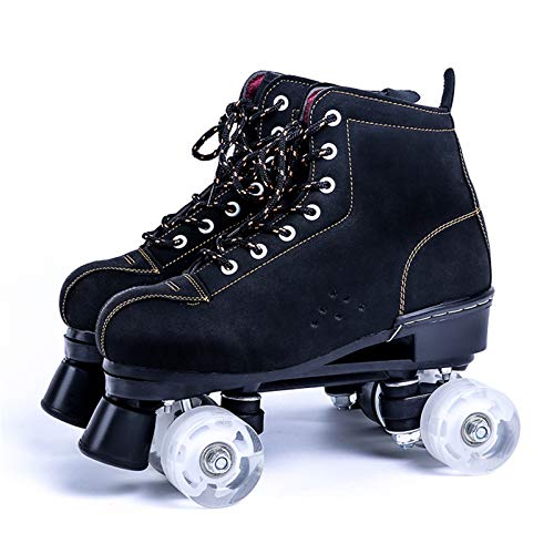 San Qing Patines De Rodillos Double Fila 4 Ruedas De Goma Patines Classic Martin Style Style High-Top Roller Patines para Exteriores Patines para Mujer para Mujer,White Wheel,40