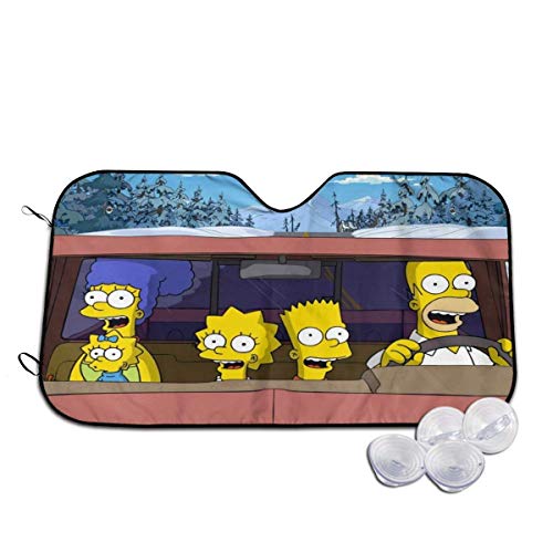 Simpsons Parasoles para parabrisas Parasoles para automóvil Parasoles plegables Cubierta protectora para visera con ventosas, Protector de rayos UV para parabrisas de automóvil Medio SUN-771