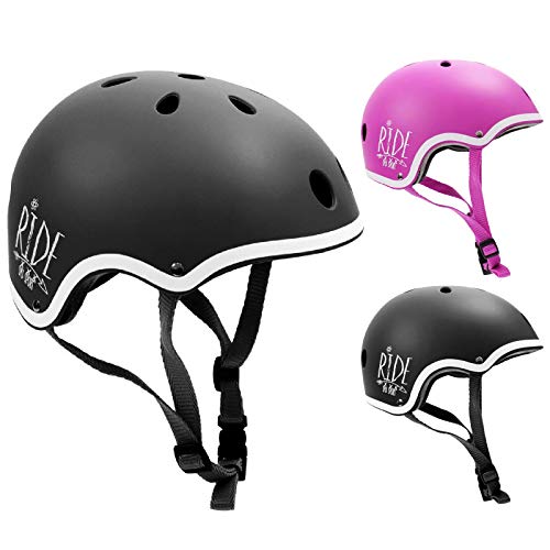 SMJ – Casco de bicicleta para niños de tamaño ajustable, para patines en línea, patines en línea, bicicleta, para niños y niñas (rosa, XS (51-53 cm)