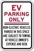 TammieLove EV - Señal de Metal para vehículos no eléctricos con Texto en inglés Parking Only, 20 x 30 cm