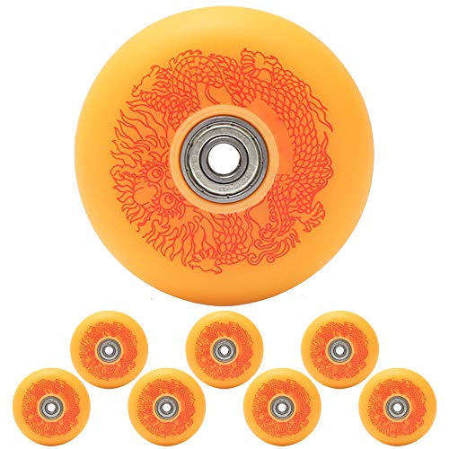 TGHY 8 Piezas Rueda de Patín en Línea con Rodamientos ABEC-7 Diseño de Perfil Completo Rueda de Repuesto de PU 85A con Patrón de Dragón,Naranja,80mm TGHY 8 Piezas Rueda de Patín en Línea con Rodamientos ABEC-7 Diseño de Perfil Completo Rueda de Repuesto de PU 85A con Patrón de Dragón,Naranja,80mm