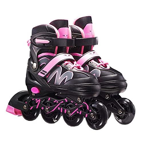 Tianbi Patines en línea para niños y adultos, 8 ruedas LED intermitentes, 26-42 tamaño de zapato ajustable, rodamientos ABEC-7, patines de fitness para niños y niñas principiantes