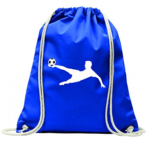 'Turn Bolsa "Bola de Fútbol de deportes de Kick de Salto de pelota con cordón – 100% algodón de bolsa Con Asas De Mochila de bolsa de deporte, azul