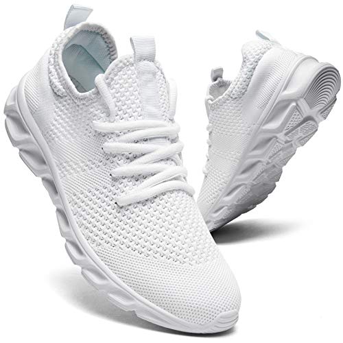 Zapatillas de correr para hombre, para caminar, tenis, deporte, de peso ligero, gimnasio, fitness, correr, casual, zapatillas de deporte para hombres, color Blanco, talla 40 2/3 EU