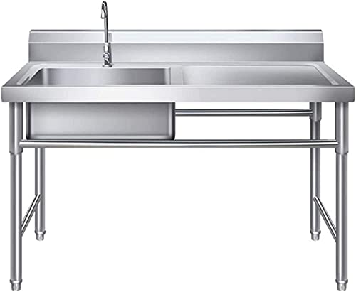 ZRN Pia Comercial de aço inoxidável, Pia de serviço público independente com ralo, adequada para cozinha, lavanderia Interna e Externa, fácil de limpar (Tamanho: Pia esquerda) ZRN Pia Comercial de aço inoxidável, Pia de serviço público independente com ralo, adequada para cozinha, lavanderia Interna e Externa, fácil de limpar (Tamanho: Pia esquerda)