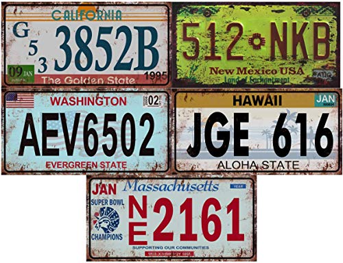 - Lote de 5 Placas de matrícula de automóviles de EE. UU. En Metal, con Efecto Envejecido - réplicas de Placas Americanas Reales (Old2)