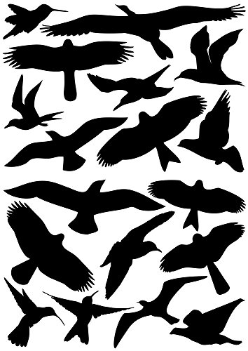 18 Pájaro Pegatinas para ventanas, invernaderos, cristal Casas para pájaros Advertencia de protección, Pájaro siluetas de pájaros, protección contra el Pájaro de impacto, ventana protección