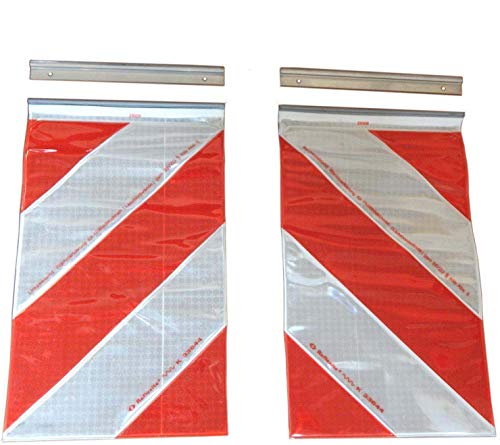 2 x Bandera de advertencia de 250 x 400 mm de Orafol, elevador trasero, plataforma elevadora, marcado izquierda + derecha