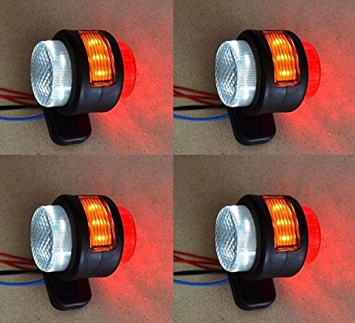 24/7Auto – Luces de gálibo laterales para remolque, caravanas, furgonetas, 24 V, colores: naranja/blanco/rojo, 4 unidades