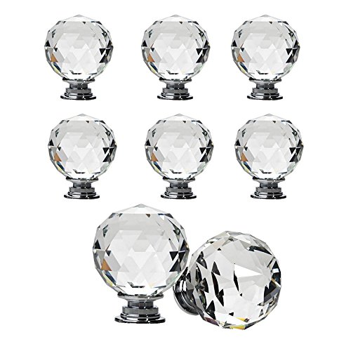 8 pomos esféricos de cristal para cajones, cristal, transparente, 30 mm