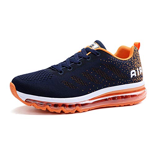 Air Zapatillas de Running para Hombre Mujer Zapatos para Correr y Asfalto Aire Libre y Deportes Calzado Unisexo Blue Orange 37