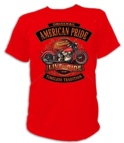 Artdiktat T-Shirt Camiseta para Hombre - American Pride - Live TO Ride - Biker Größe S, Rot
