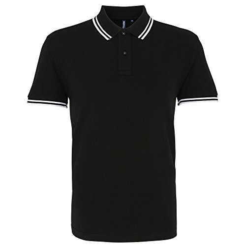 Asquith & Fox Asquith and Fox Men's Classic Fit Tipped Polo, Multicolor (Black/White 000), Small para Hombre