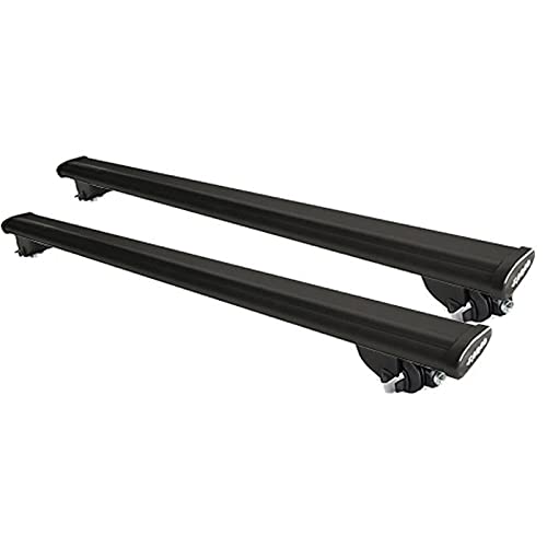 Barras portaequipajes Farad SM + Aerodynamic Black de aluminio, compatibles con Ford Tourneo Courier desde 2014 en adelante con pasamanos altos, railing abiertos
