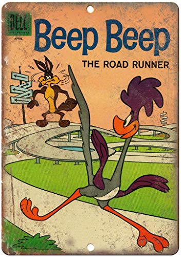 Beep The Road Runner Vintage Placa Vintage Metal Cartel de Chapa Cartel Póster de Pared Decorativas Hojalata Signo para Café Bar Película Regalo Boda Cumpleaños