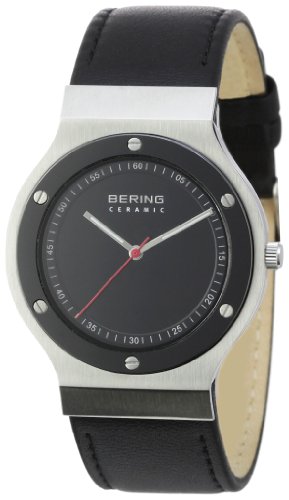 Bering Time 32538-448 - Reloj analógico de Cuarzo Unisex con Correa de Piel, Color Negro