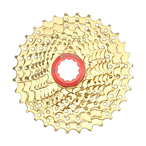 Bicicleta de carretera 9 velocidades Cassettes 11-32T Engranaje MTB Bike Rueda libre Plata Oro Acero Piñón para Shimano Sram Sistema Piezas de la Bicicleta (9Speed 11-32T Gold) Bicicleta de carretera 9 velocidades Cassettes 11-32T Engranaje MTB Bike Rueda libre Plata Oro Acero Piñón para Shimano Sram Sistema Piezas de la Bicicleta (9Speed 11-32T Gold)