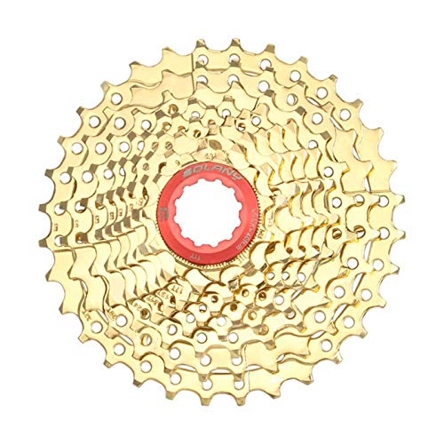 Bicicleta de carretera 9 velocidades Cassettes 11-32T Engranaje MTB Bike Rueda libre Plata Oro Acero Piñón para Shimano Sram Sistema Piezas de la Bicicleta (9Speed 11-32T Gold)