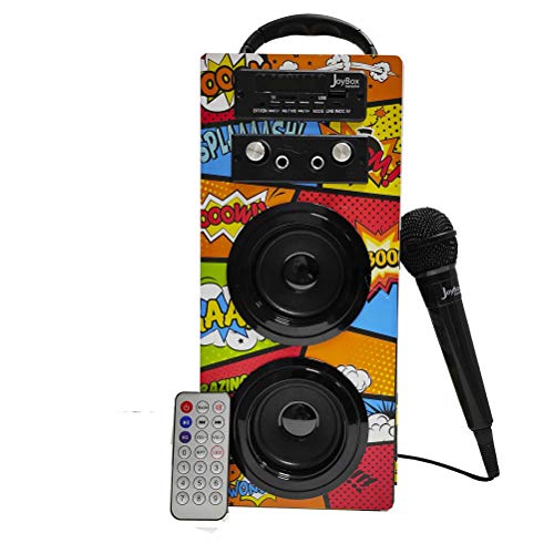 Biwond JoyBox Karaoke Altavoz 10W + Micrófono (Bluetooth TWS, Mando, Radio FM, SD, Batería Interna + Ranura para Batería Extra no Incluida) – Comic