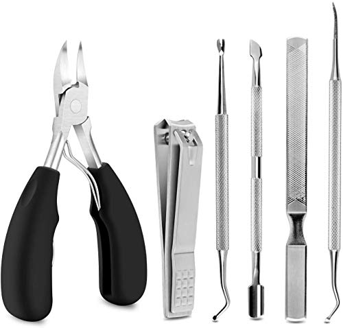 BROTOU Alicates Cortaúñas Profesional 6 en 1,Juego de pedicuras Kit para Uñas Gruesas y Duras Paroniquia Onicomicosis Hongos en Las Uñas Herramientas de Manicura (Plata) BROTOU Alicates Cortaúñas Profesional 6 en 1,Juego de pedicuras Kit para Uñas Gruesas y Duras Paroniquia Onicomicosis Hongos en Las Uñas Herramientas de Manicura (Plata)