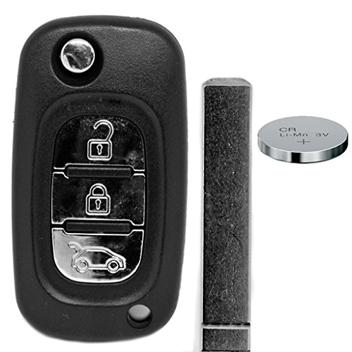 Carcasa plegable para llave de coche con mando a distancia de 3 botones y batería para Renault/Mercedes Benz
