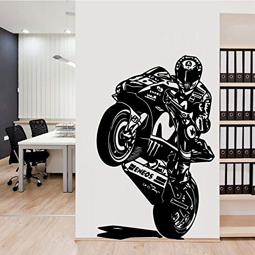 Casco motociclista racer motocicleta pared calcomanía vinilo para niño niño dormitorio decoración pared pegatina mural A6 57x91cm