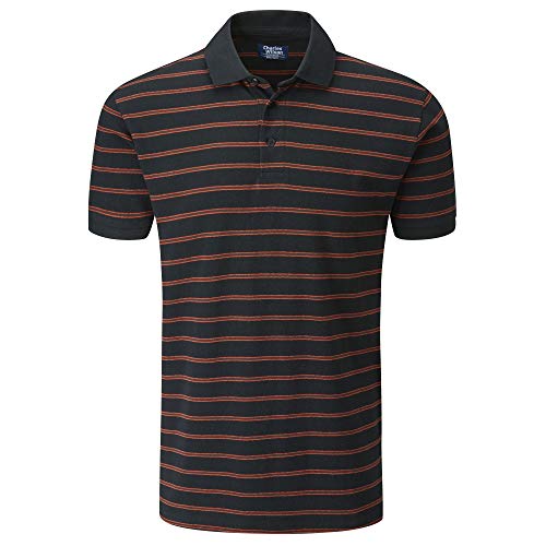 Charles Wilson Camiseta Polo Piqué de Rayas (Large, Black)