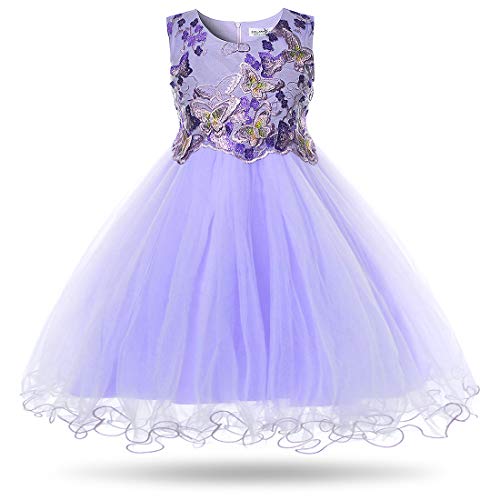 Cielarko Vestido de mariposa para niñas bordado, sin mangas, para cumpleaños, dama de honor, boda, fiesta, para niños de 2 a 11 años