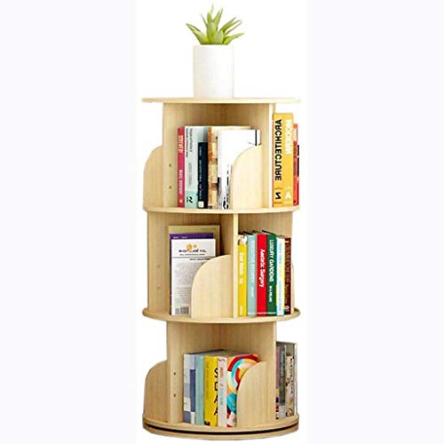 Cm&cl Rotación De 360 Grados Estantería De Madera Maciza Estantería para Libros Ilustrados para Niños Estantería De Esquina De Piso Almacenamiento De Escritorio Simple Librería Pequeña,3 Layers