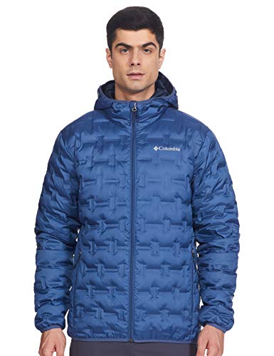 Columbia Delta Ridge Chaqueta de Plumas con Capucha para Hombre, Azul (Night Tide), XL