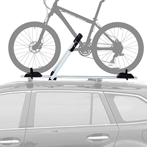 COSTWAY Portabicicletas de Techo con Protección Antirrobo Soporte para 1 Bicicleta de Aluminio Barra de Techo