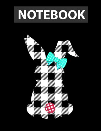 Easter Bunny Black and White Plaid Rabbit Happy Egg Hunt Notebook / 130 pages / US Letter Size