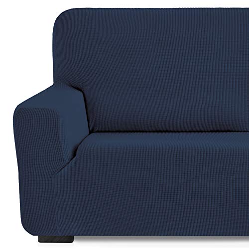 Eiffel Textile Monaco Elastica Adaptable. Funda Sofa Lisa, 94% poliéster 6% Elastano, Azúl, 1 Plaza (70-110 cm)