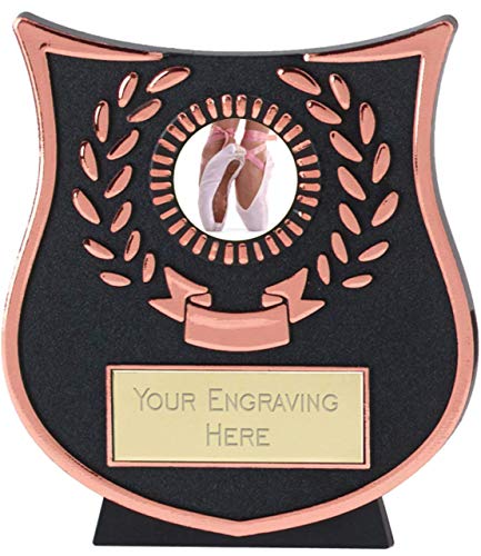 Emblems-Gifts - Placa de Ballet (11 cm), diseño de Trofeo con Texto en inglés Curve Bronze Ballet