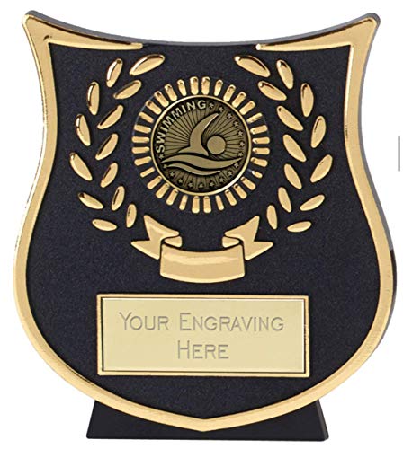 Emblems-Gifts - Placa de natación (11 cm), diseño de Trofeo con Texto en inglés Curve