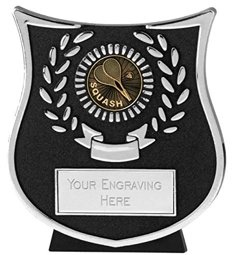 Emblems-Gifts - Placa de Plata con Texto en inglés Curve Squash, Trofeo con Grabado Gratuito, 11 cm