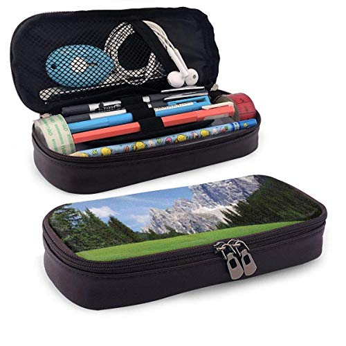 Estuche de piel para lápices, pintoresco Mountain con vista de carretera rural de Italia País Moderno, estuche para bolígrafos de oficina para estudiantes, 19,8 x 11,4 x 3,8 cm Estuche de piel para lápices, pintoresco Mountain con vista de carretera rural de Italia País Moderno, estuche para bolígrafos de oficina para estudiantes, 19,8 x 11,4 x 3,8 cm