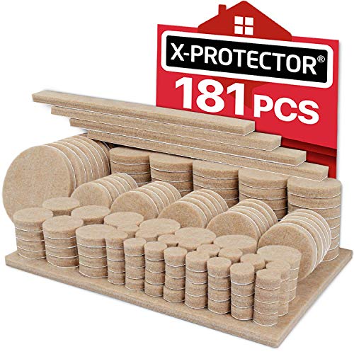 Fieltro adhesivo X-PROTECTOR - Almohadillas de fieltro 181 -Todos los tamaños de fieltro autoadhesivo para muebles - Protectores de piso premium para muebles - ¡Protege tus pisos de madera!