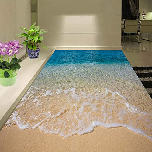 Fondo de pantalla 3D Pegatinas de suelo 3D playa agua de mar sala de estar dormitorio baño piso mural autoadhesivo papel pintado de vinilo papel pintado-250cmx175cm