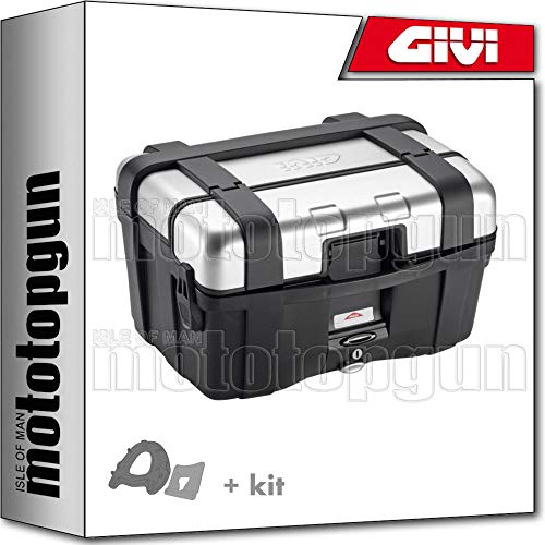 GIVI MALETA TREKKER BLACK LINE TRK46N + PORTA-EQUIPAJE COMPATIBLE PIAGGIO X-EVO 125 2007 07