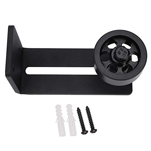 Guía de piso de acero al carbono ajustable para puertas corredizas de granero ajustadas Puertas de diferentes tamaños Negro de hardware Cómodo de usar(Black ordinary double wheel)