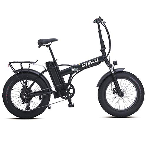GUNAI Bicicleta Eléctrica 500W 20 Pulgadas 48V 15Ah Neumático Gordo Ciclismo de Playa Bicicleta de Montaña Suspensión Completa MTB Ebike 7 Velocidad Variable